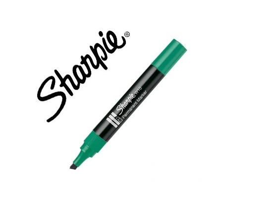 Marqueur sharpie permanent w10 pointe biseau vert.