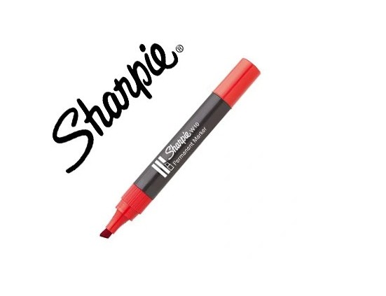 Marqueur sharpie permanent w10 pointe biseau rouge