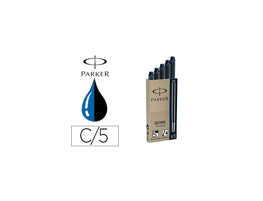 Cartouche quink parker bleu/noir étui 5 unités