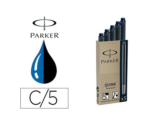 Cartouche quink parker bleu/noir étui 5 unités