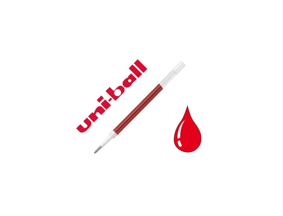 Recharge roller uniball rt207 encre gel pigmentation résistant eau lumière pointe conique moyenne écriture fine rouge