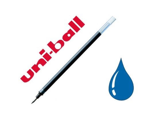 Recharge roller uniball um153 encre gel signo broad umr10 b super ink système double bille pointe large 1mm couleur bleu