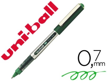 Roller uniball eye micro ub-150 pointe micro conique moyenne 0.5mm capuchon encre liquide visible couleur vert