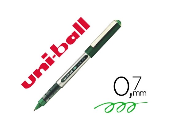 Roller uniball eye micro ub-150 pointe micro conique moyenne 0.5mm capuchon encre liquide visible couleur vert
