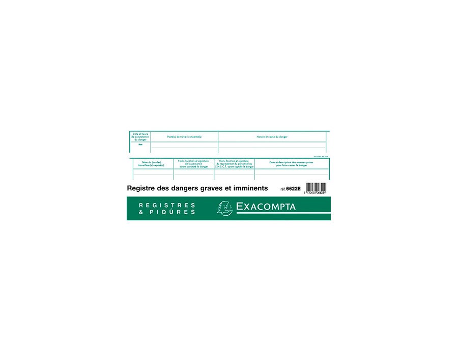 REGISTRE DANGERS GRAVES ET IMMINENTS EXACOMPTA PIQUE 240X320MM