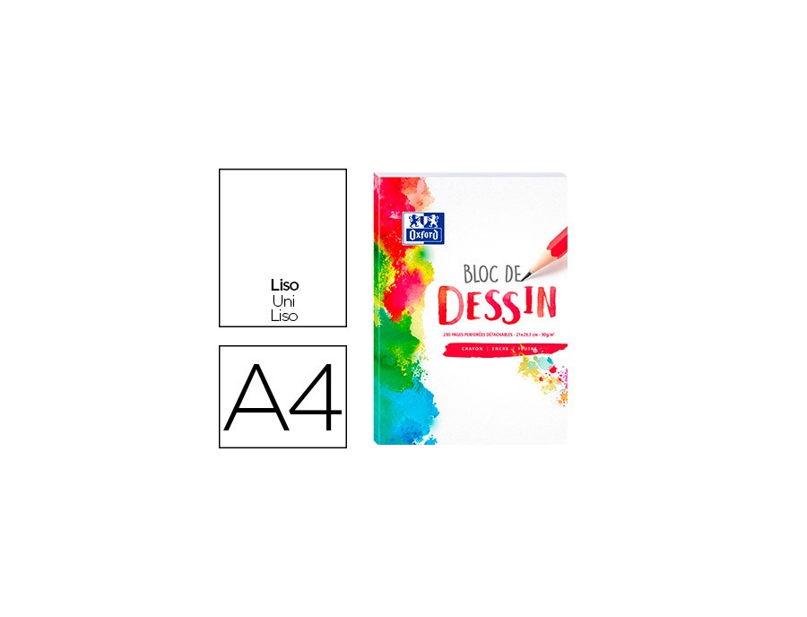 BLOC DESSIN OXFORD 210X297MM 200P PERFOREES 90G