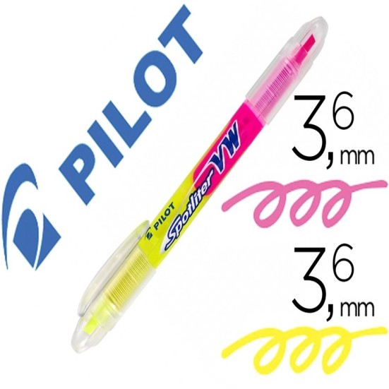 Surligneur pilot begreen spotliter vw double pointe jaune et rose