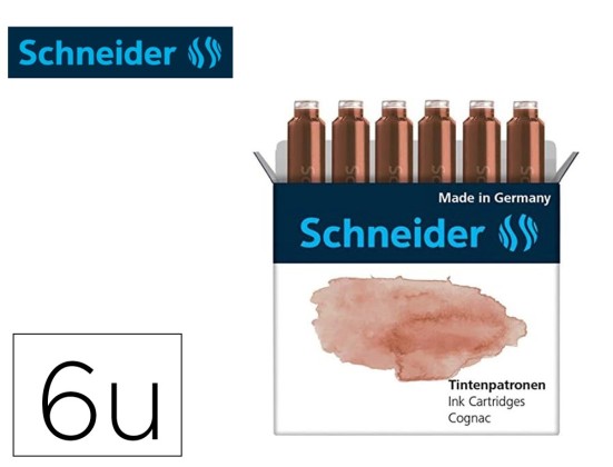 Cartouche encre schneider coloris cognac pastel boite 6 unites.