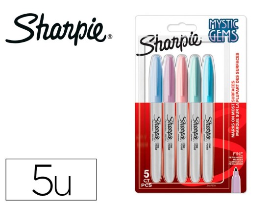 Marqueurs permanents sharpie mystic gems blister de 5 assortis pastel