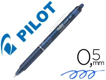 Roller pilot frixion clicker écriture moyenne 0.35mm encre effaçable gomme sertie grip prehension rechargeable bleu nuit