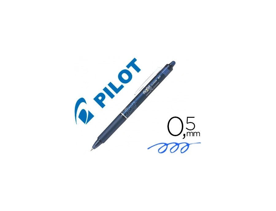 Roller pilot frixion clicker écriture moyenne 0.35mm encre effaçable gomme sertie grip prehension rechargeable bleu nuit