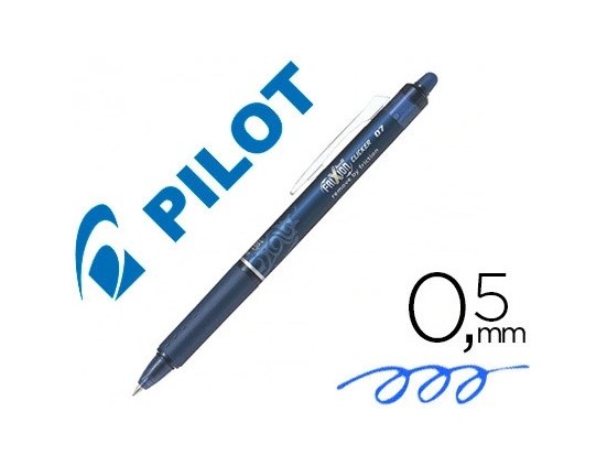 Roller pilot frixion clicker écriture moyenne 0.35mm encre effaçable gomme sertie grip prehension rechargeable bleu nuit