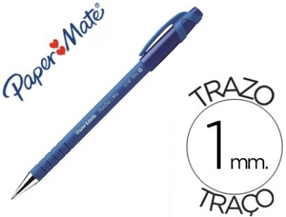 Stylo-bille paper mate flexgrip ultra cap pointe moyenne 1mm clip pratique coloris bleu
