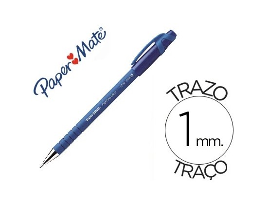 Stylo-bille paper mate flexgrip ultra cap pointe moyenne 1mm clip pratique coloris bleu